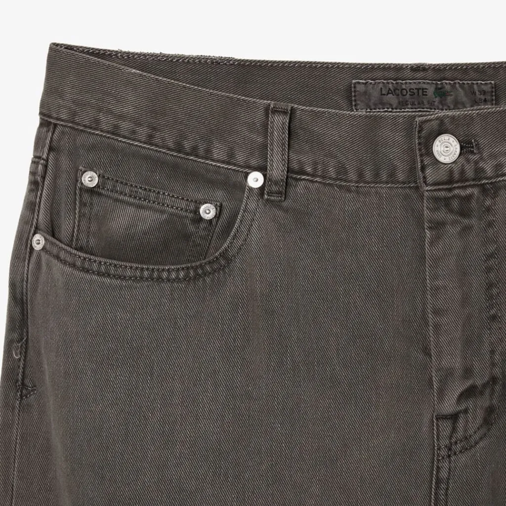Jeans*Lacoste Regular Fit Mineral Dyed Cotton Jeans in Grey