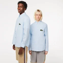 Shirts*Lacoste Relaxed Fit Striped Shirt in Light Blue