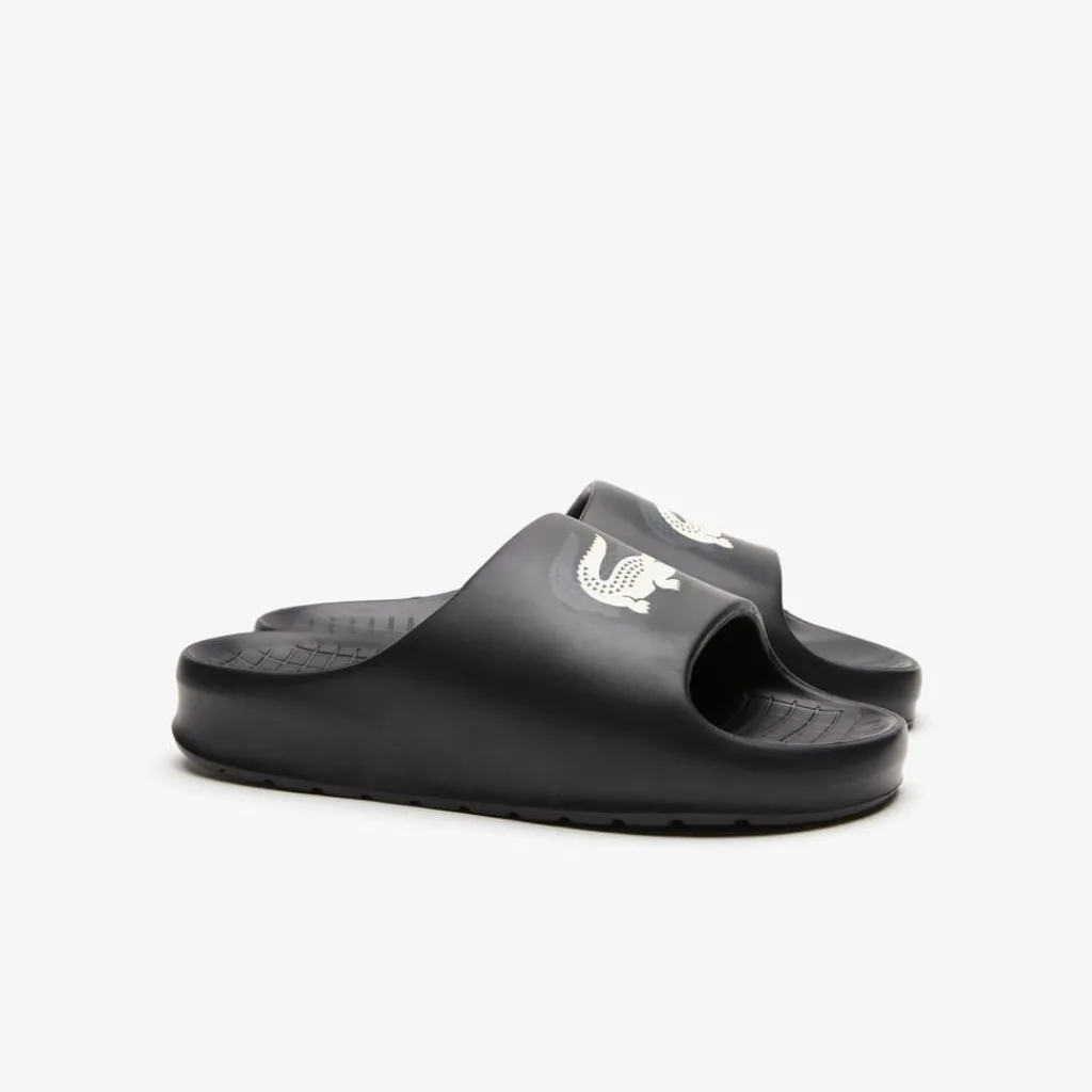 Beach Shoes*Lacoste Serve 2.0 Sliders in Black-White
