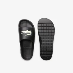 Beach Shoes*Lacoste Serve 2.0 Sliders in Black-White