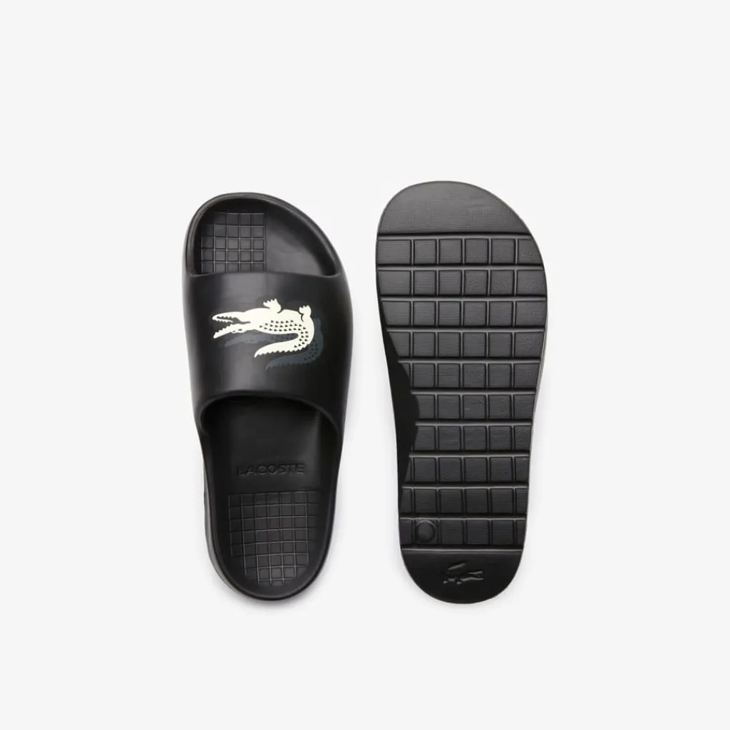 Beach Shoes*Lacoste Serve 2.0 Sliders in Black-White