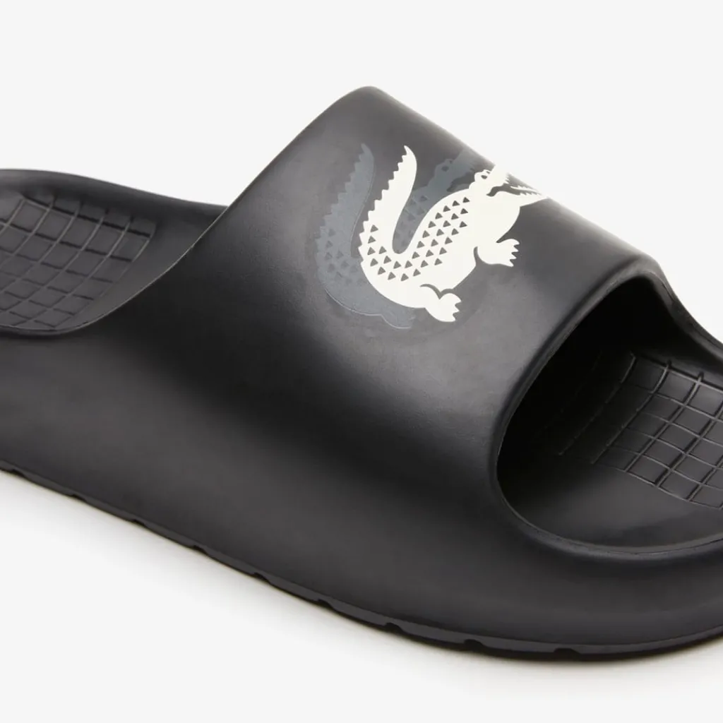Beach Shoes*Lacoste Serve 2.0 Sliders in Black-White