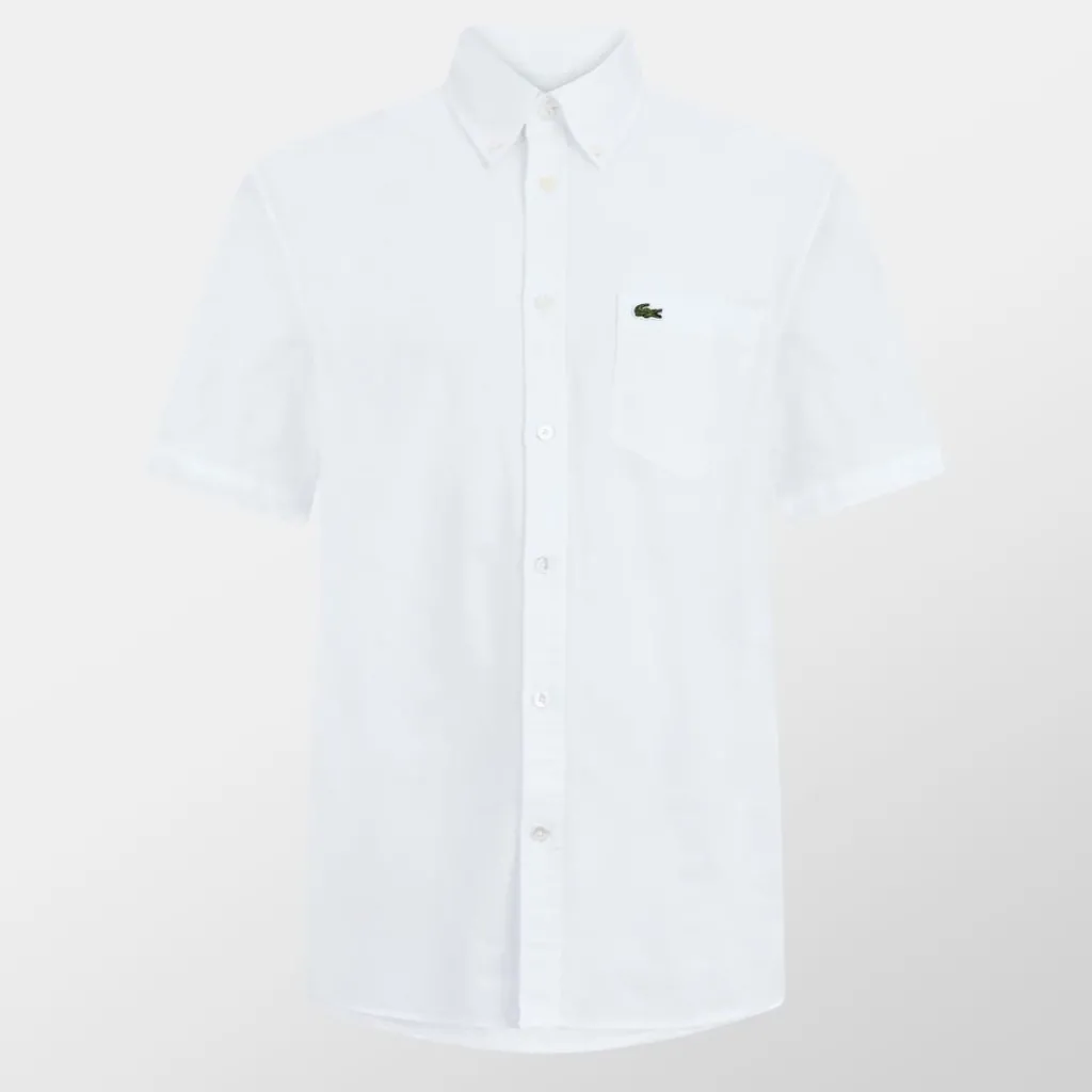 Shirts*Lacoste Short Sleeve Oxford Shirt in White