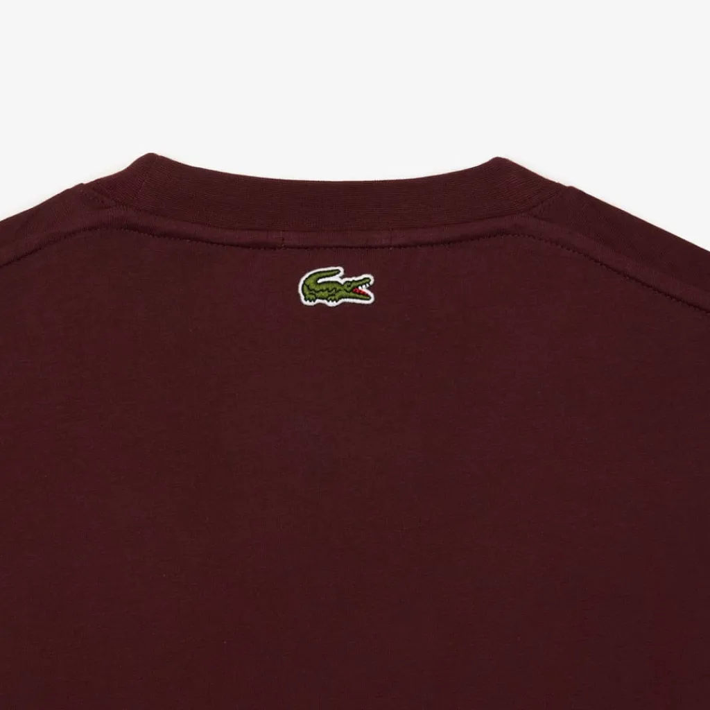 T-Shirts And Vests*Lacoste Signature Print Cotton T-Shirt in red maroon