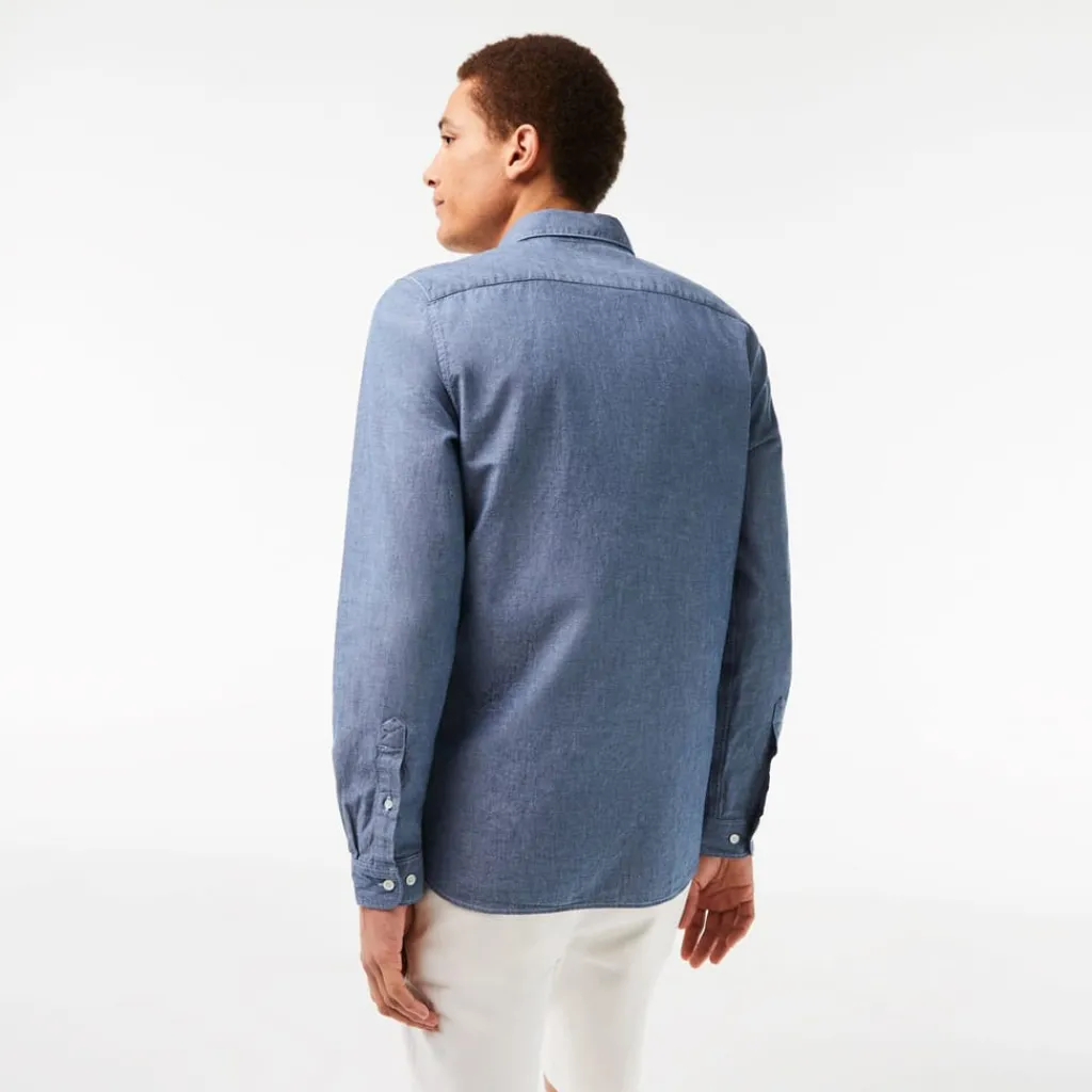 Shirts*Lacoste Slim Fit Concealed Placket Poplin Shirt in Blue