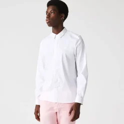 Shirts*Lacoste Slim Fit Concealed Placket Poplin Shirt in White
