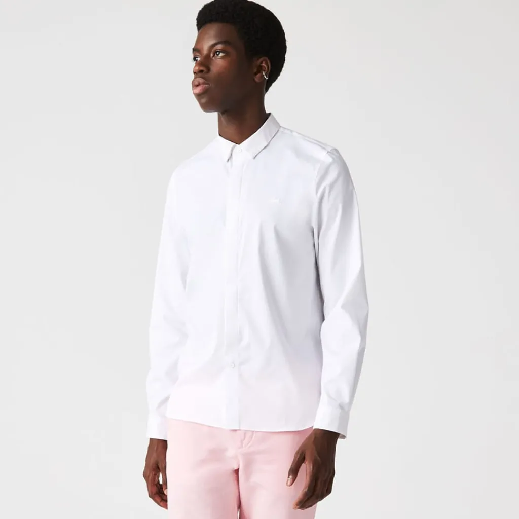 Shirts*Lacoste Slim Fit Concealed Placket Poplin Shirt in White