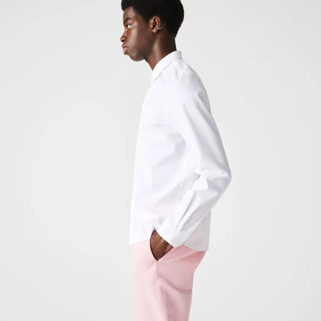Shirts*Lacoste Slim Fit Concealed Placket Poplin Shirt in White