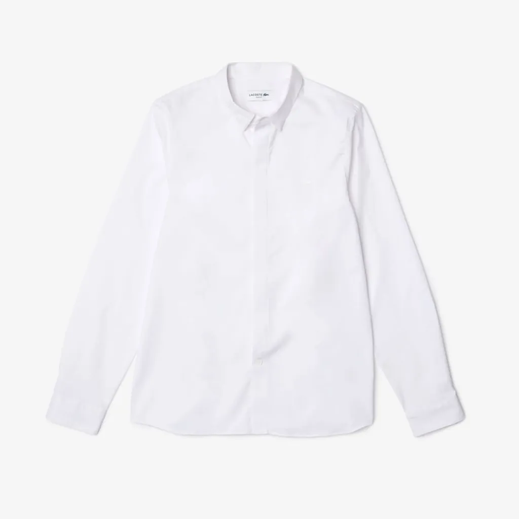 Shirts*Lacoste Slim Fit Concealed Placket Poplin Shirt in White