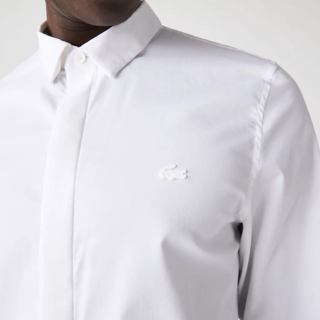 Shirts*Lacoste Slim Fit Concealed Placket Poplin Shirt in White