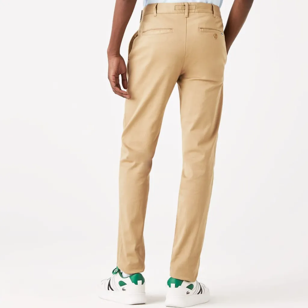 Trousers*Lacoste Slim Fit Stretch Cotton Chinos in Beige
