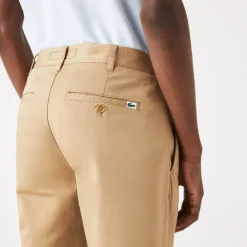 Trousers*Lacoste Slim Fit Stretch Cotton Chinos in Beige
