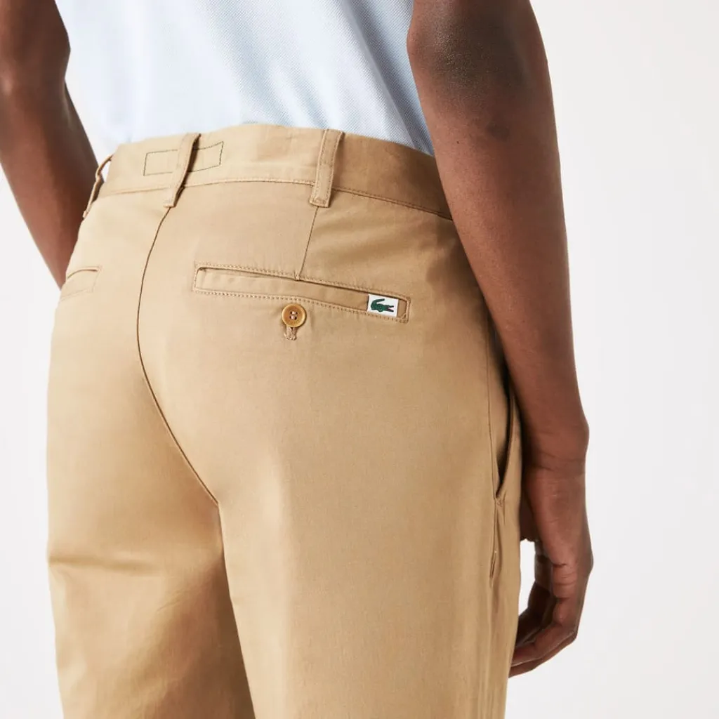 Trousers*Lacoste Slim Fit Stretch Cotton Chinos in Beige