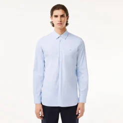 Shirts*Lacoste Slim Fit Striped Stretch Poplin Shirt in Light Blue