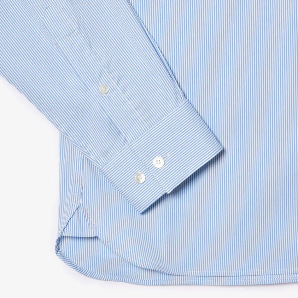 Shirts*Lacoste Slim Fit Striped Stretch Poplin Shirt in Light Blue