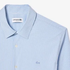 Shirts*Lacoste Slim Fit Striped Stretch Poplin Shirt in Light Blue