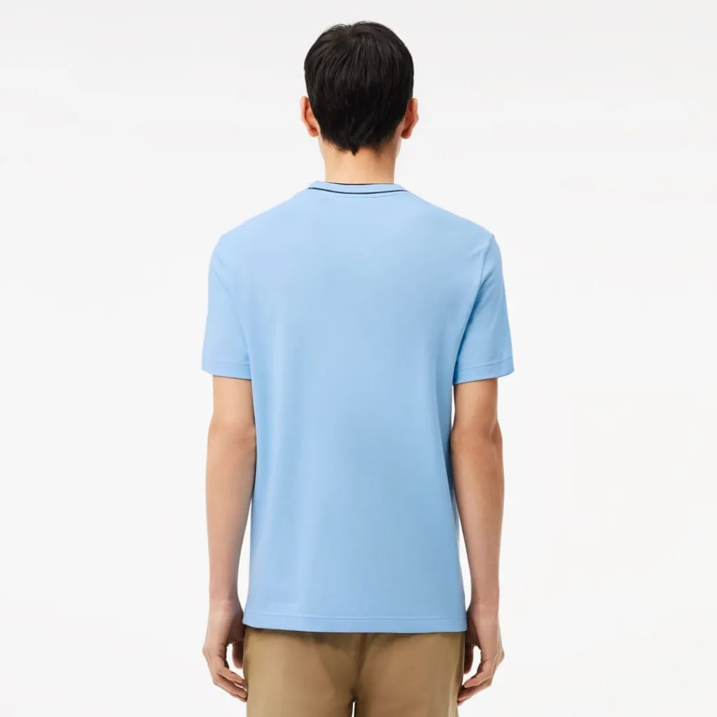 T-Shirts And Vests*Lacoste Stretch Piqué Stripe Collar T-Shirt in Light Blue