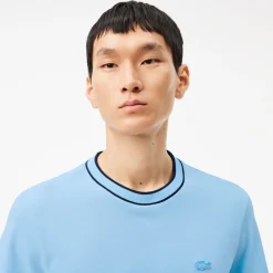T-Shirts And Vests*Lacoste Stretch Piqué Stripe Collar T-Shirt in Light Blue