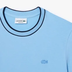 T-Shirts And Vests*Lacoste Stretch Piqué Stripe Collar T-Shirt in Light Blue
