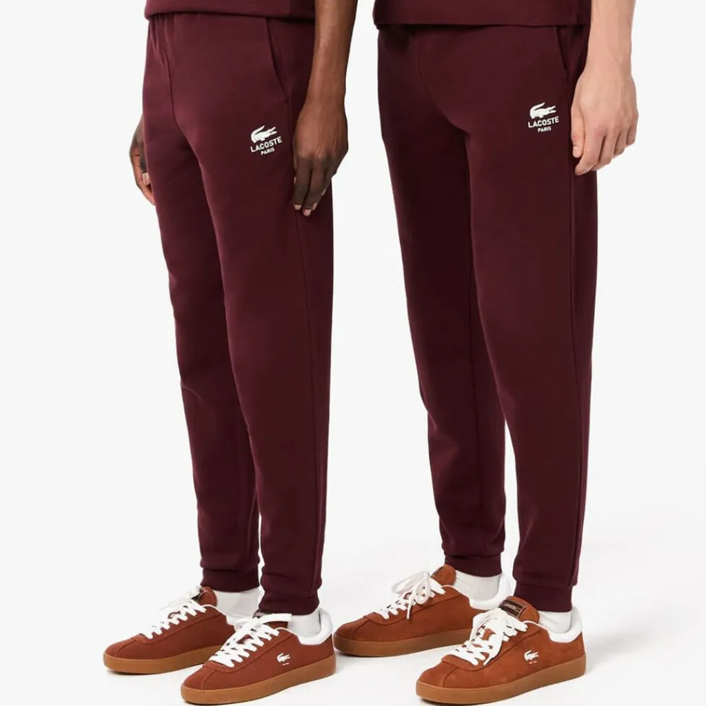 Trousers*Lacoste Tapered Leg Sweatpants in red maroon