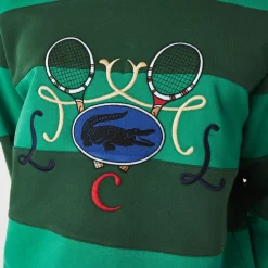 Sweatshirts*Lacoste Tennis Design Striped Crewneck Sweatshirt in Green