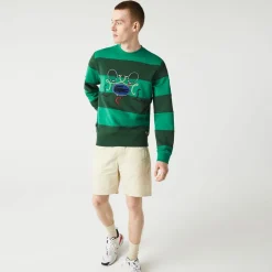 Sweatshirts*Lacoste Tennis Design Striped Crewneck Sweatshirt in Green