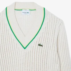 Knitwear*Lacoste V-Neck Regular Fit Sweater in White