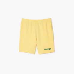 Shorts*Lacoste Washed Effect Printed Fleece Shorts in Yellow