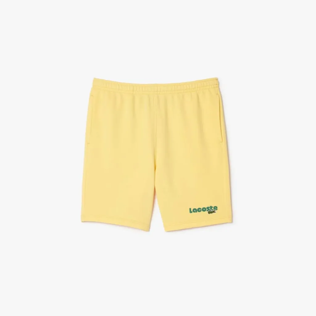 Shorts*Lacoste Washed Effect Printed Fleece Shorts in Yellow