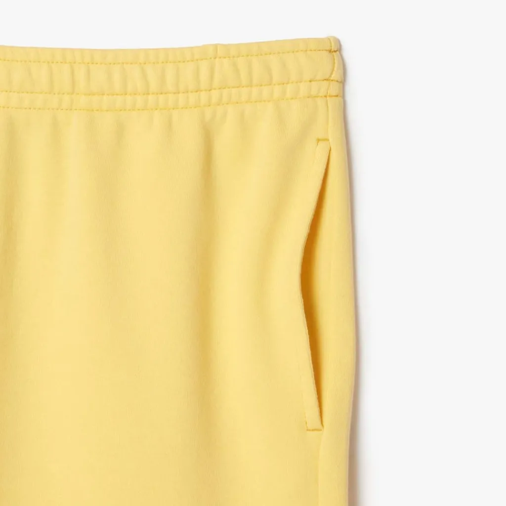 Shorts*Lacoste Washed Effect Printed Fleece Shorts in Yellow
