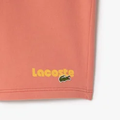Shorts*Lacoste Washed Effect Printed Fleece Shorts in Red
