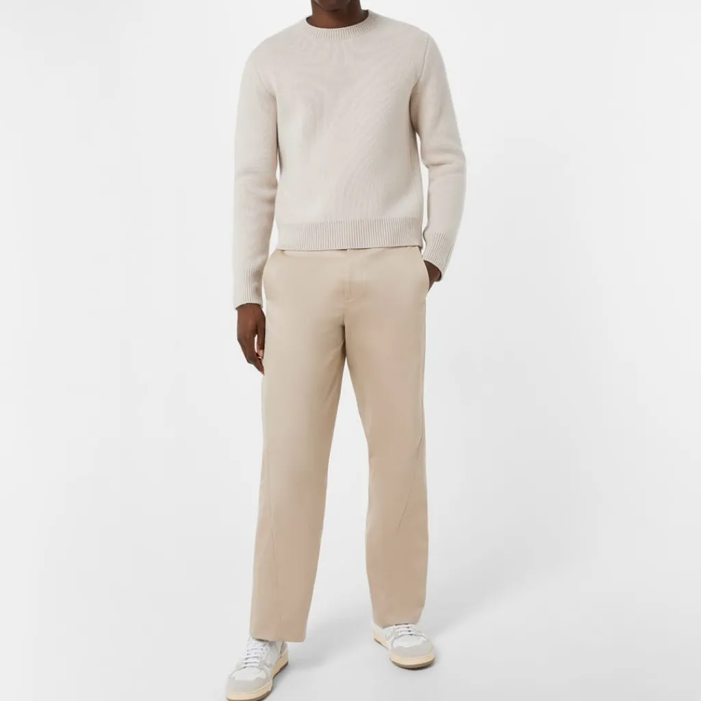Knitwear*Lanvin Crew Neck Regular Fit Long Sleeve Sweater in Beige