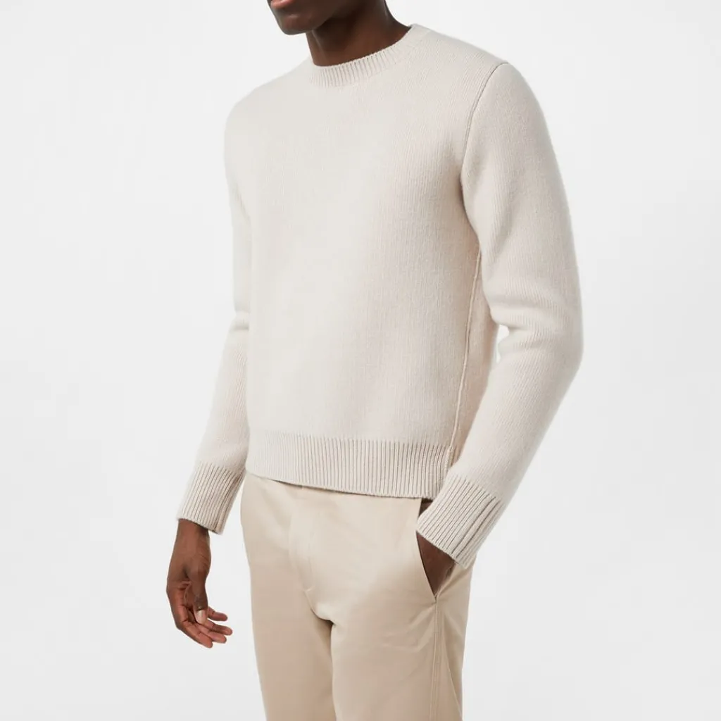Knitwear*Lanvin Crew Neck Regular Fit Long Sleeve Sweater in Beige