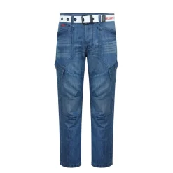 Jeans*Lee Cooper Mens Belted Cargo Jeans in Blue