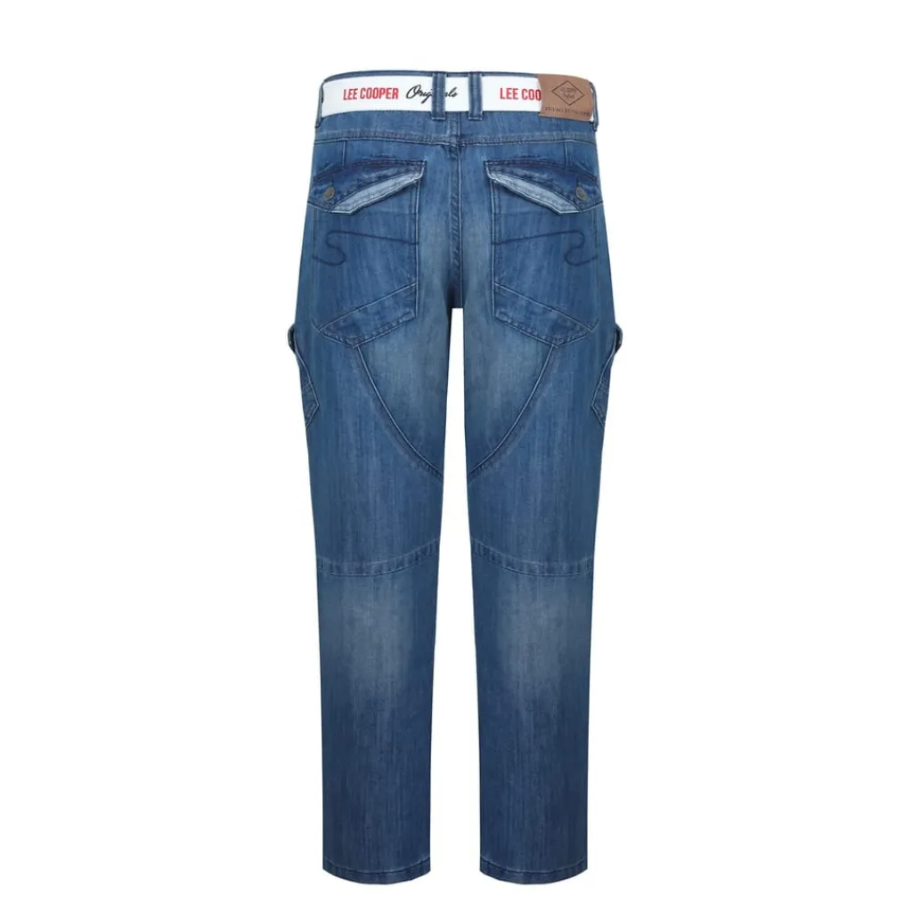 Jeans*Lee Cooper Mens Belted Cargo Jeans in Blue