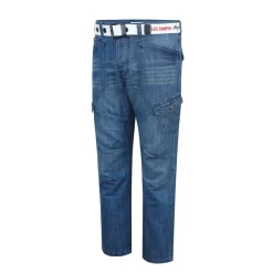Jeans*Lee Cooper Mens Belted Cargo Jeans in Blue