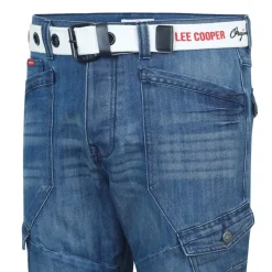 Jeans*Lee Cooper Mens Belted Cargo Jeans in Blue