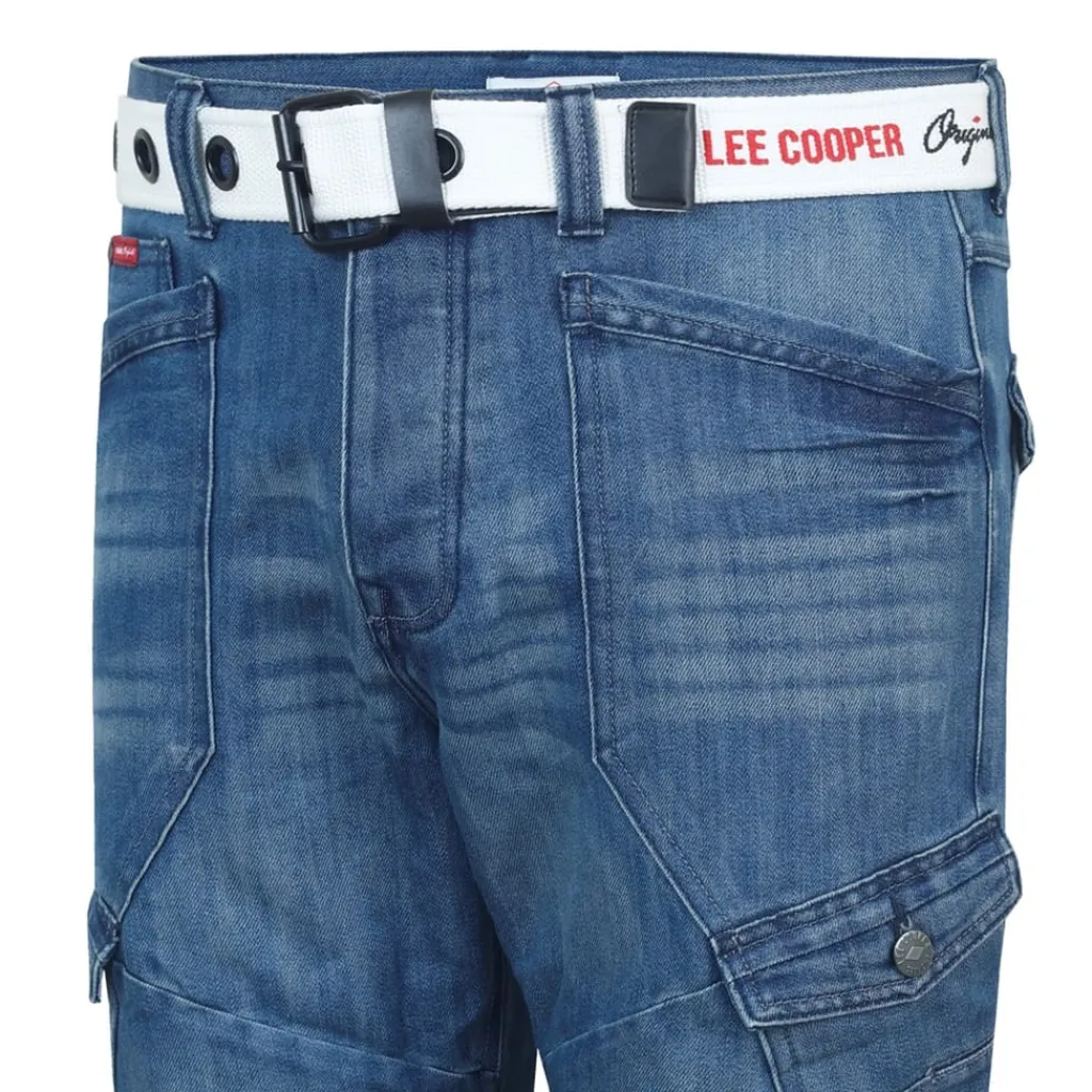 Jeans*Lee Cooper Mens Belted Cargo Jeans in Blue