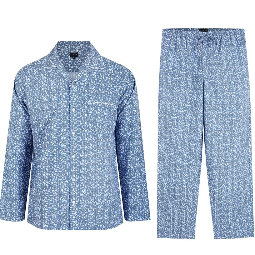 Underwear And Socks*Linea Geo Collared Neck Pyjama Set in Blue
