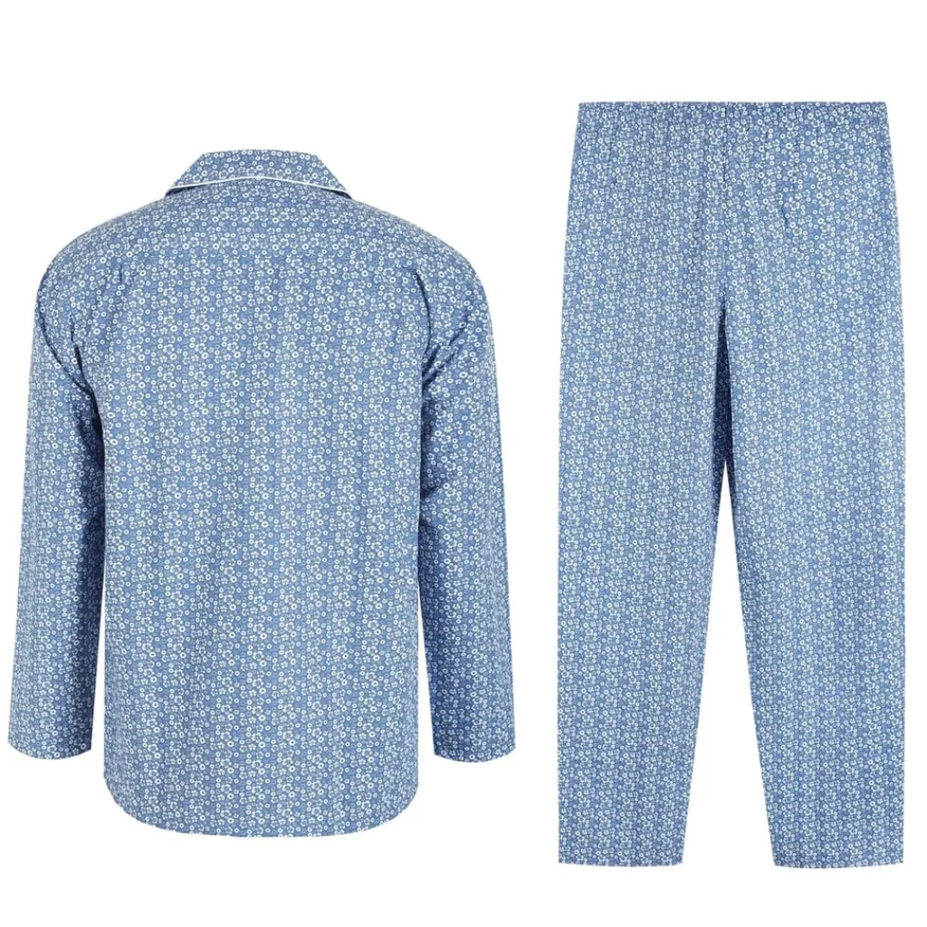 Underwear And Socks*Linea Geo Collared Neck Pyjama Set in Blue