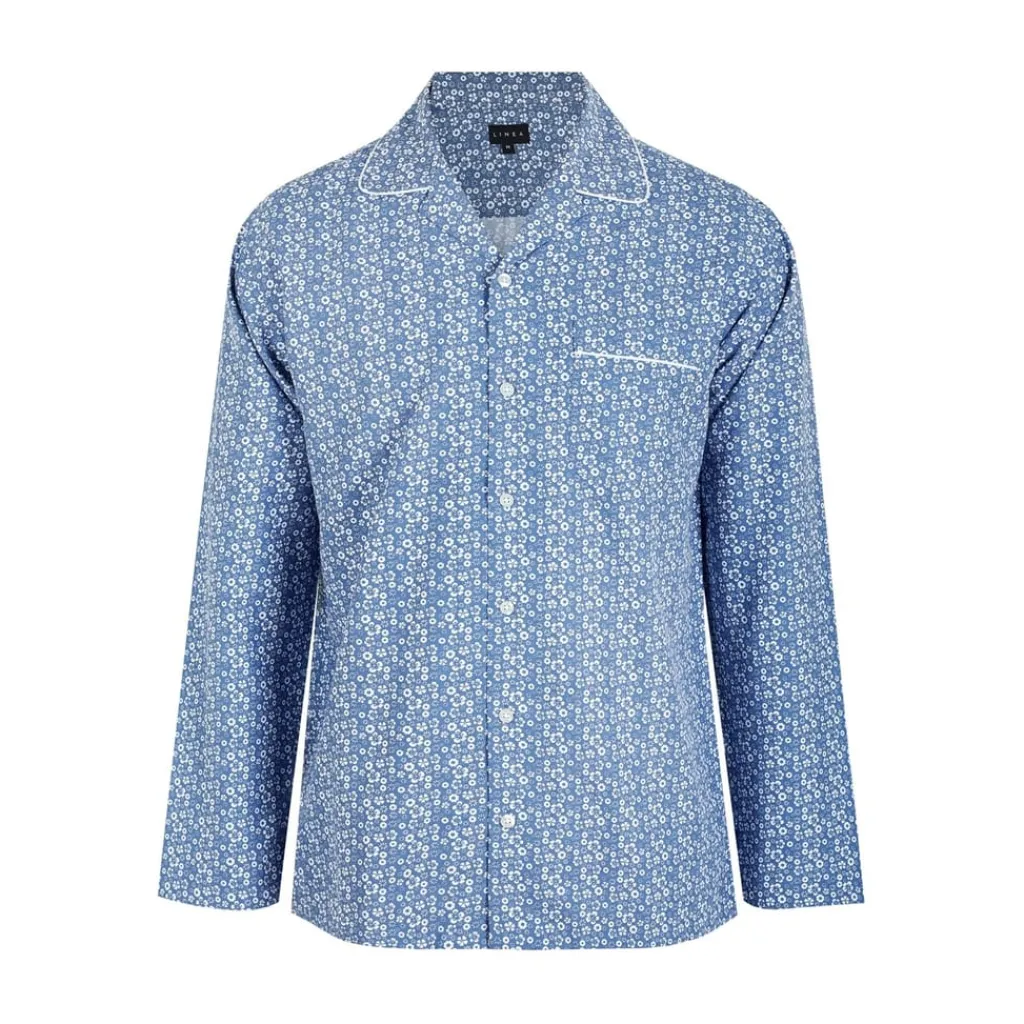 Underwear And Socks*Linea Geo Collared Neck Pyjama Set in Blue