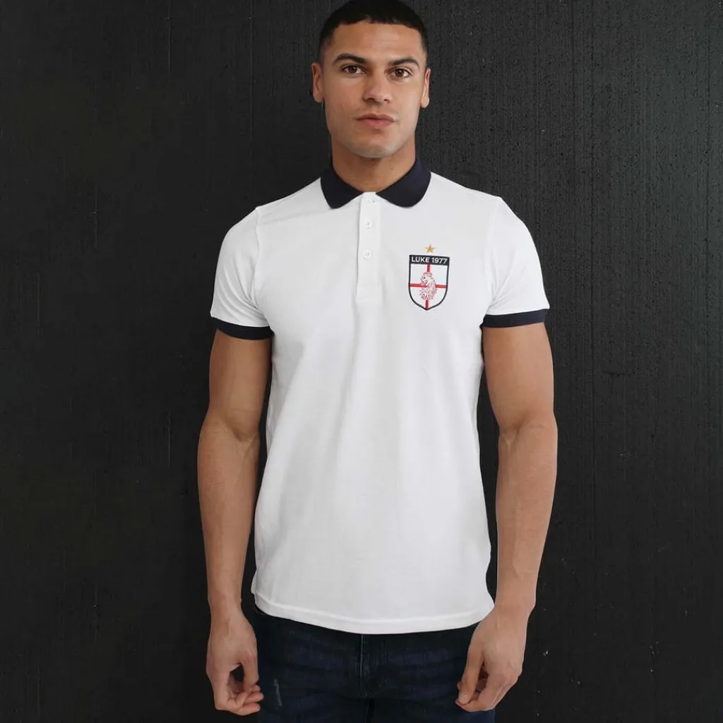 Polo Shirts*Luke 1977 Mens Bobbys Goal Polo Shirt in White