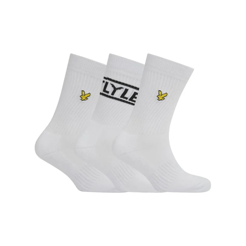 Underwear And Socks*Lyle And Scott 3 Pack Lettering Crew Socks in White