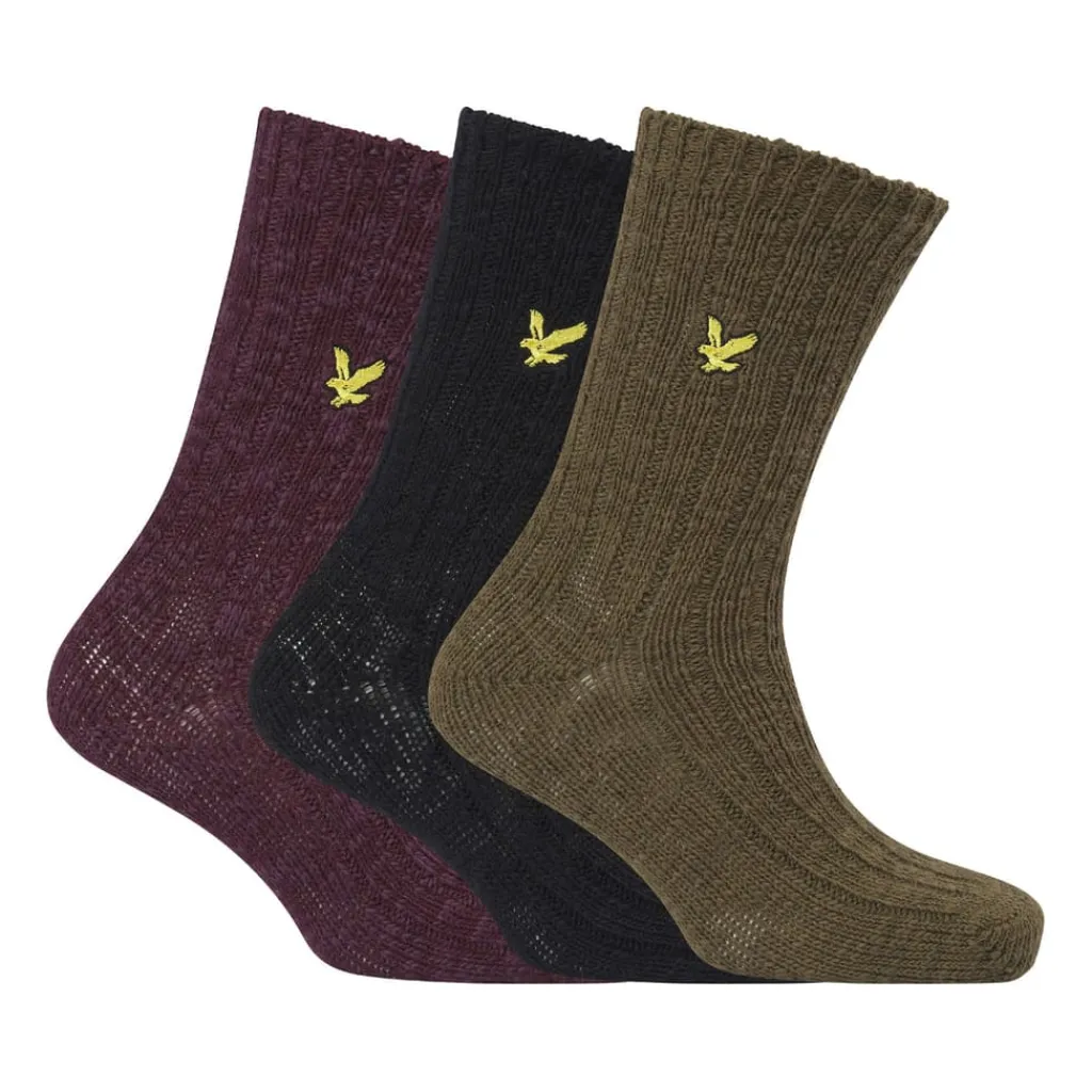 Underwear And Socks*Lyle And Scott 3 Pack of Chunky Knitted Socks in Multi colour