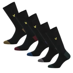 Gifts|Underwear And Socks*Lyle And Scott 5 Pack of Contrast Socks in Black