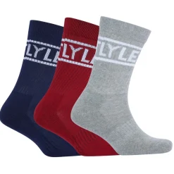 Underwear And Socks*Lyle And Scott 3 Pack of Logo Sport Socks in Multi colour