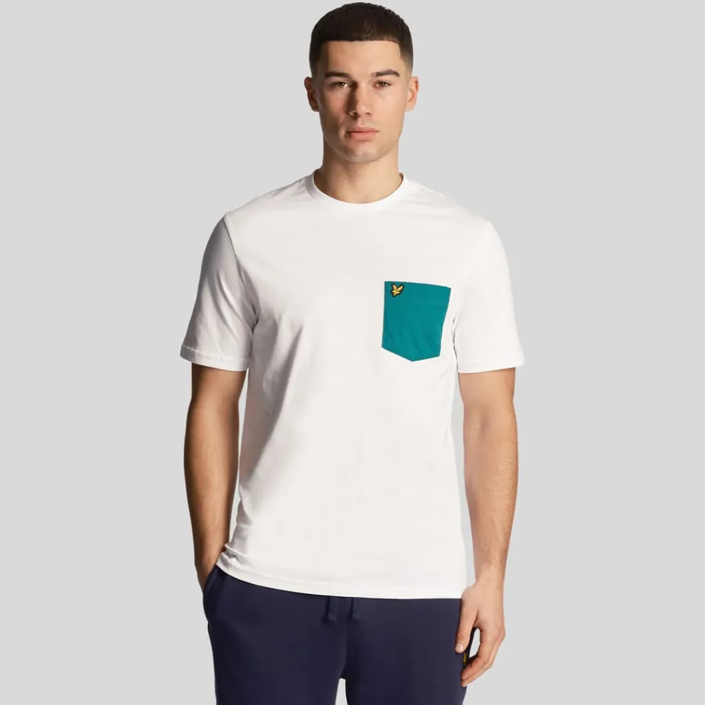 T-Shirts And Vests*Lyle And Scott Contrast Pocket T-Shirt in White Green