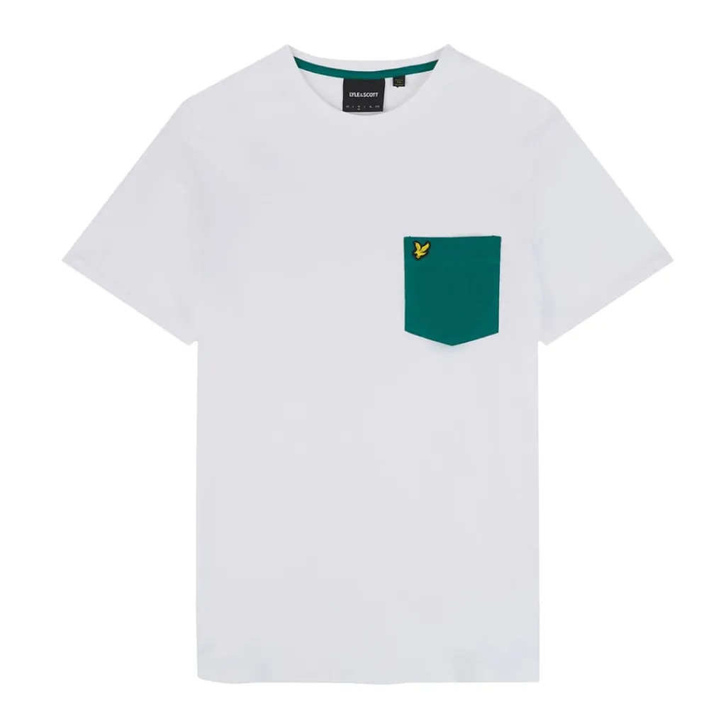 T-Shirts And Vests*Lyle And Scott Contrast Pocket T-Shirt in White Green