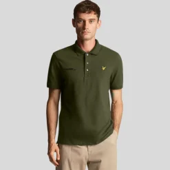 Polo Shirts*Lyle And Scott Co-Ordinate Print Plain Polo Shirt in olive