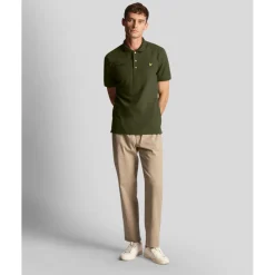 Polo Shirts*Lyle And Scott Co-Ordinate Print Plain Polo Shirt in olive